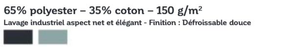 Tissu 65 % polyester – 35 % coton – 150 g/m² : composition, entretien et coloris disponibles