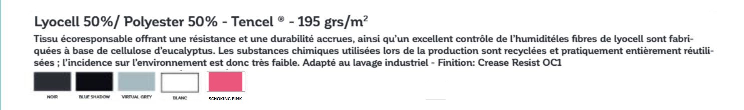 Tissu Lyocell 50 % / polyester 50 % – Tencel® – 195 g/m² : composition, entretien et coloris disponibles